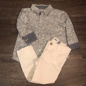 Old Navy Girls Flower Button-up & Skinny P…